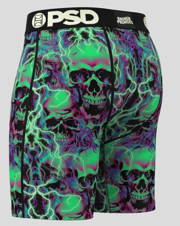 Psd broken promises skull glow briefs in multicolor