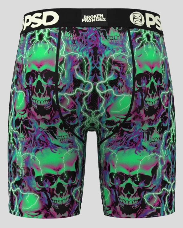 Psd broken promises skull glow briefs in multicolor