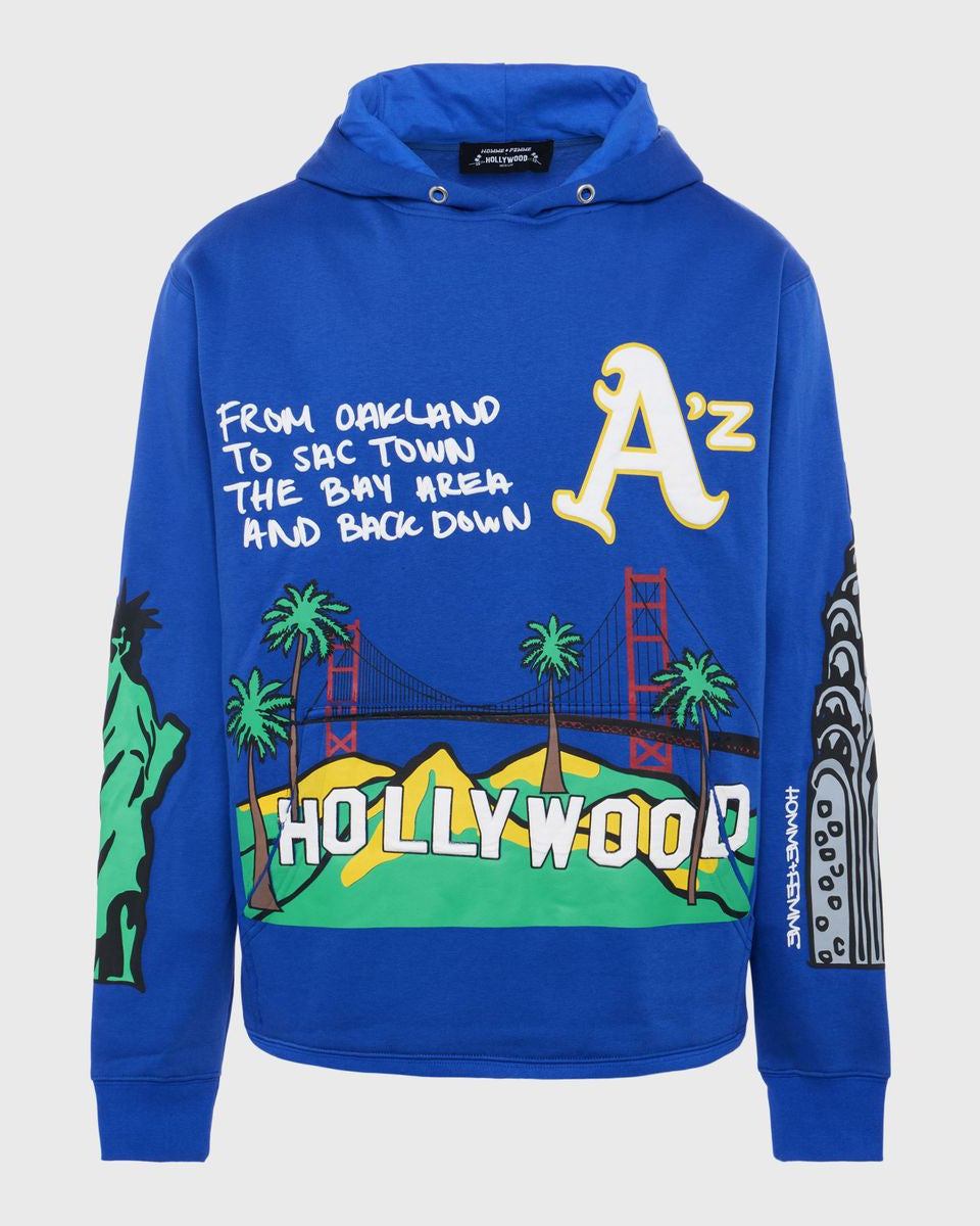 homme femme cali to nyc hoodie in royal blue