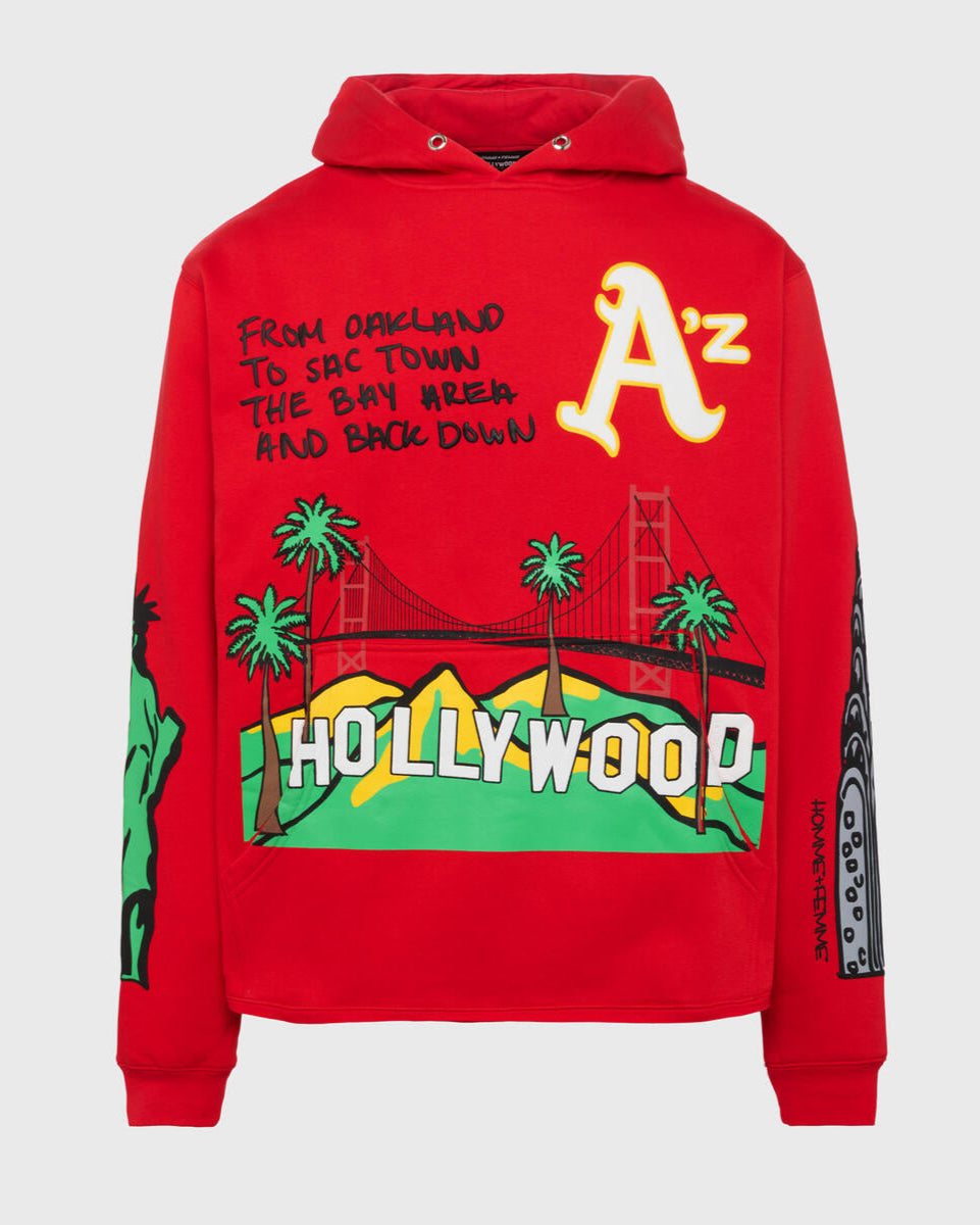 homme femme Cali to nyc hoodie in red