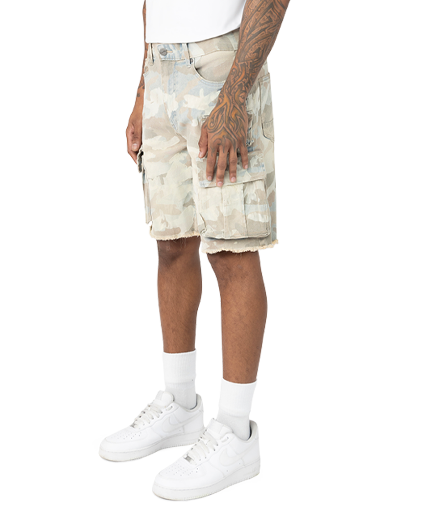 Flocked Camo Cargo Shorts