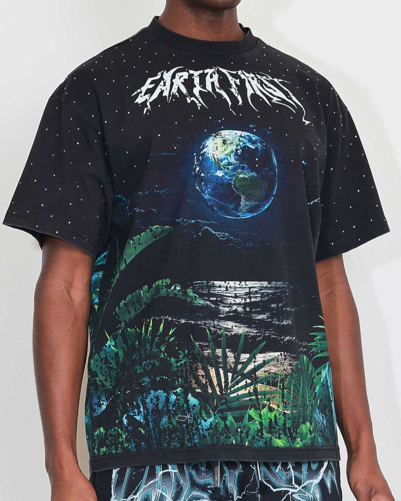first row earth first midnight tee in black