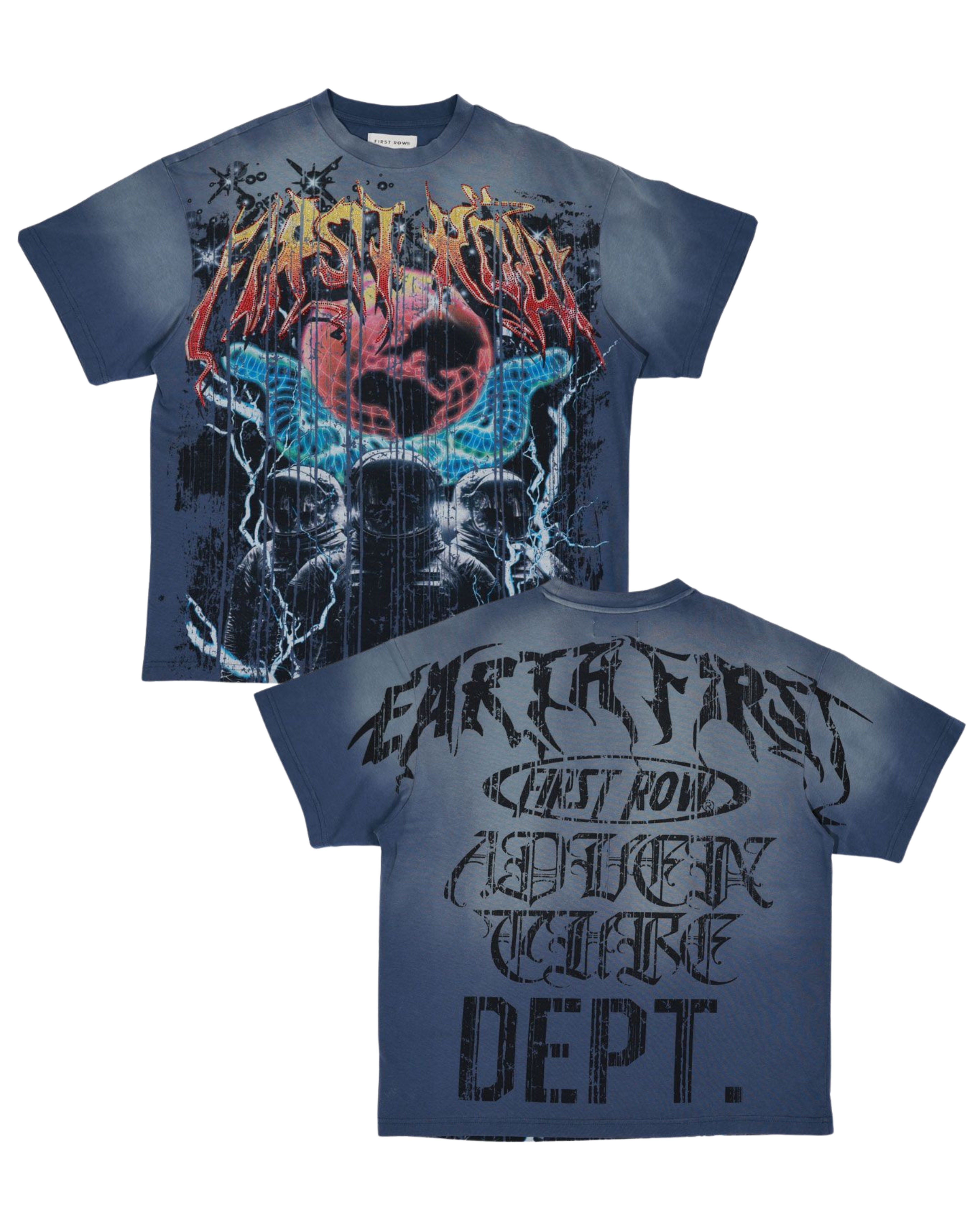 first row earth first washed tee in cool grey