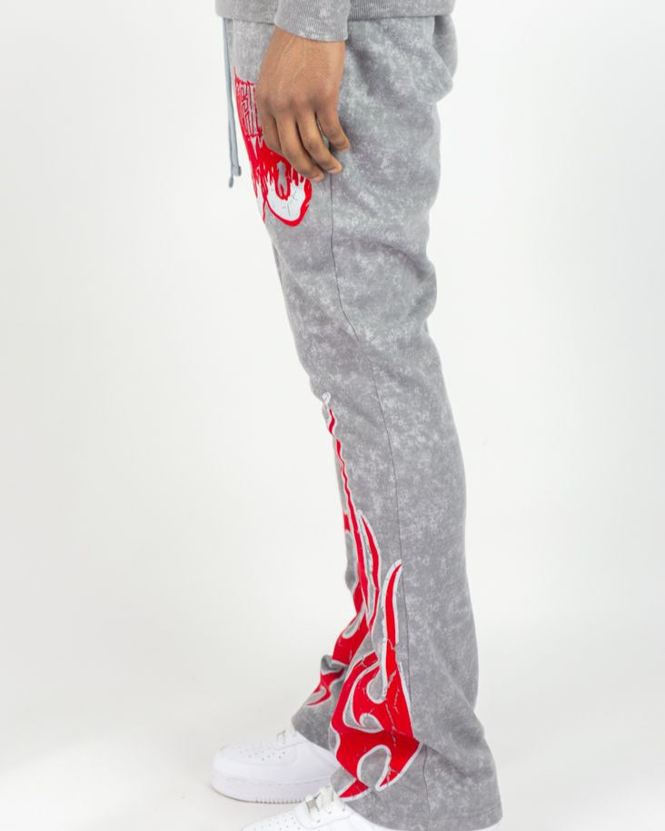 Flame Skull Acid Stacked Pants