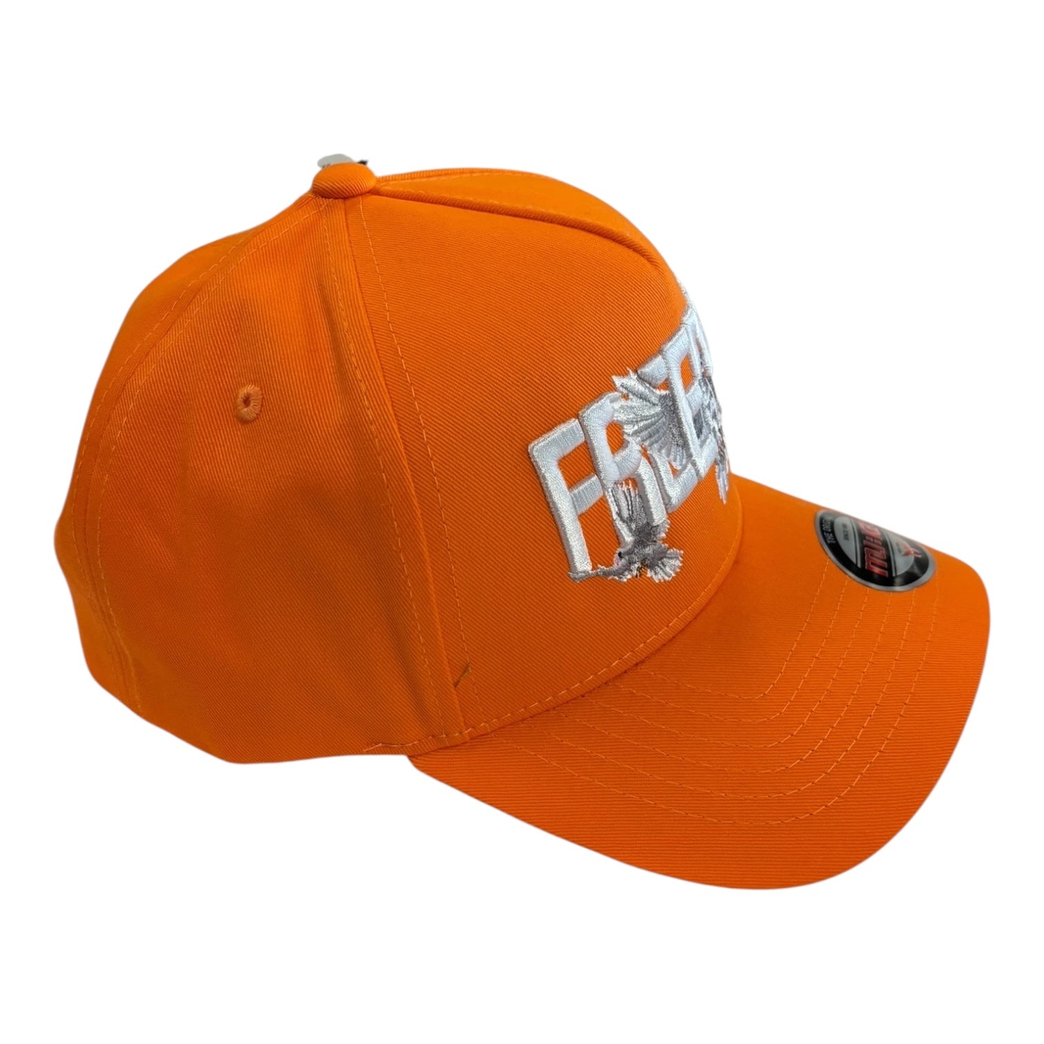 Orange cap with a logo on a white background