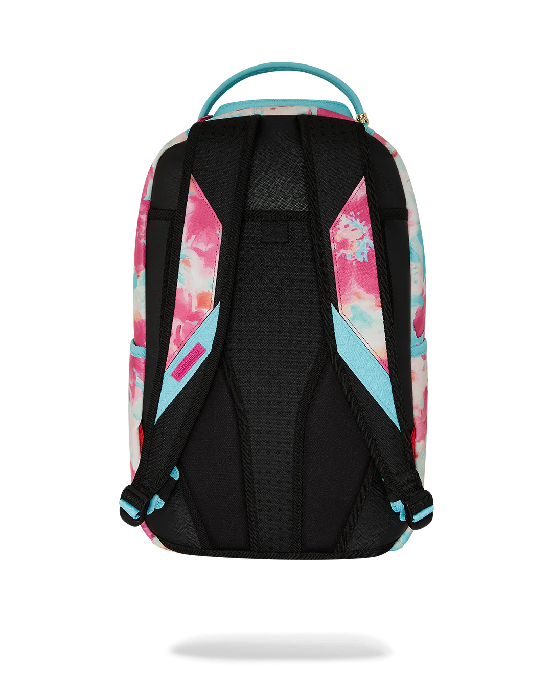Backpack with colorful floral patterns on a white background