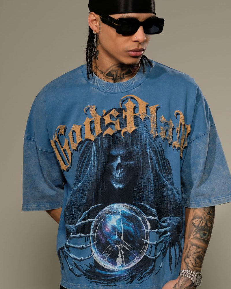 Stray gods man crop tee in blue