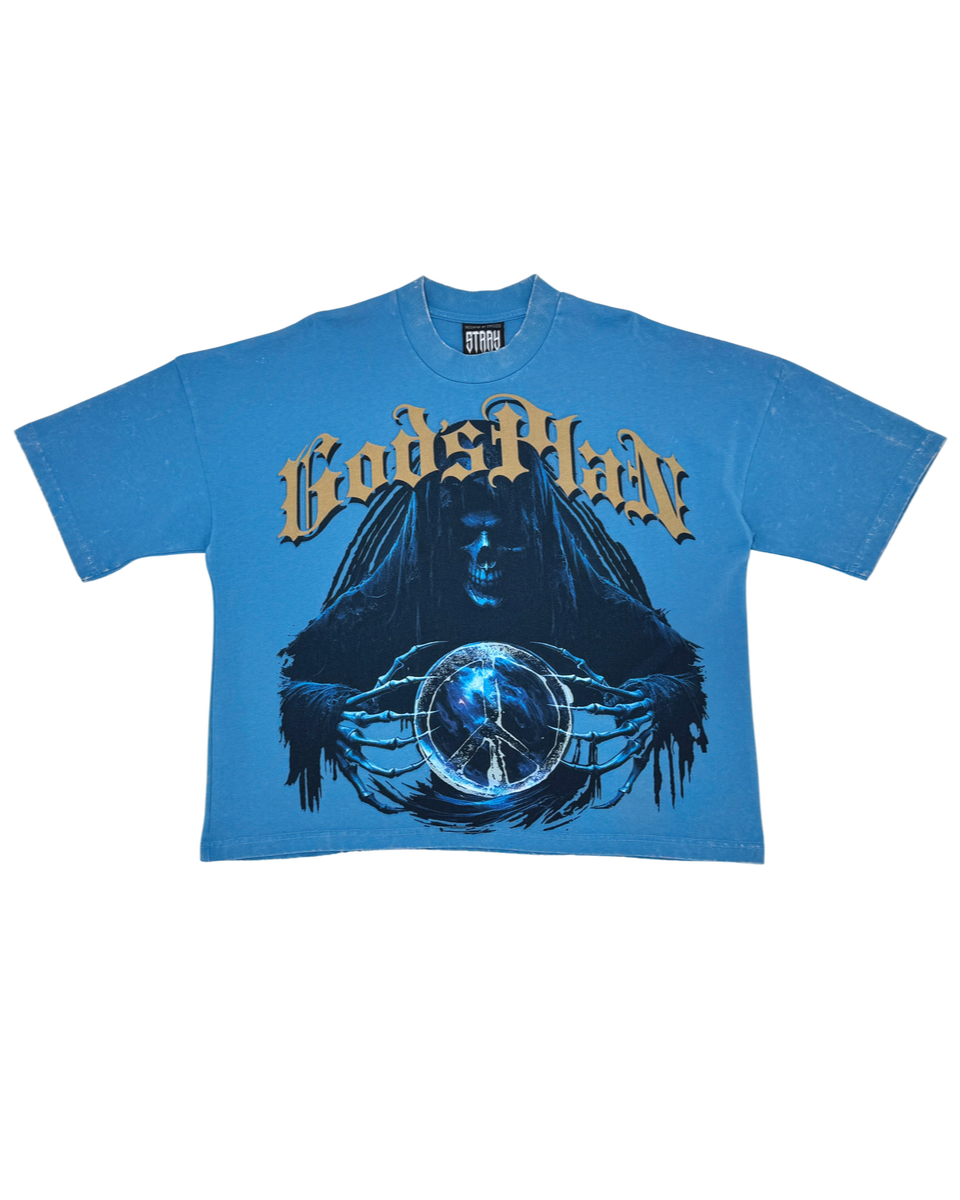 Stray gods man crop tee in blue