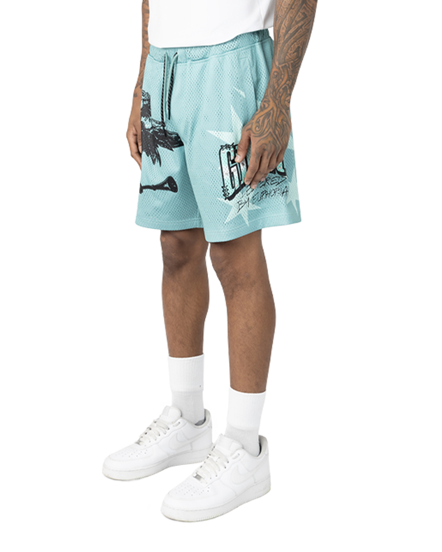 Smoke rise kingdom mesh shorts in ice green