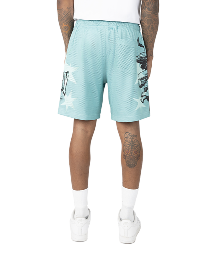 Smoke rise kingdom mesh shorts in ice green