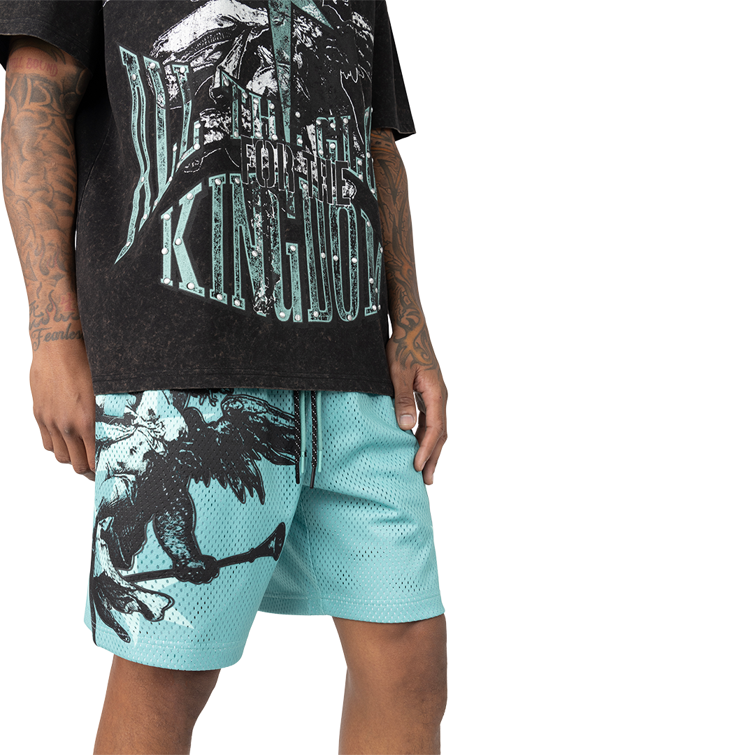 Smoke rise kingdom mesh shorts in ice green
