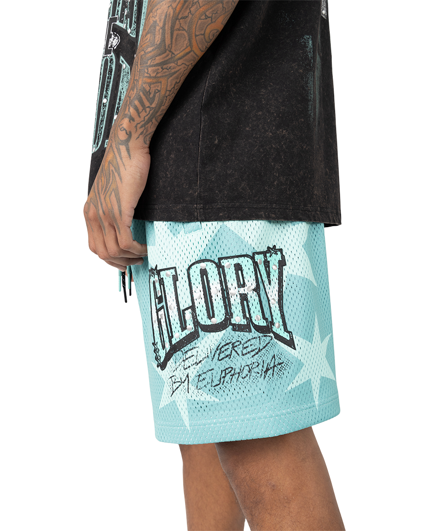 Smoke rise kingdom mesh shorts in ice green