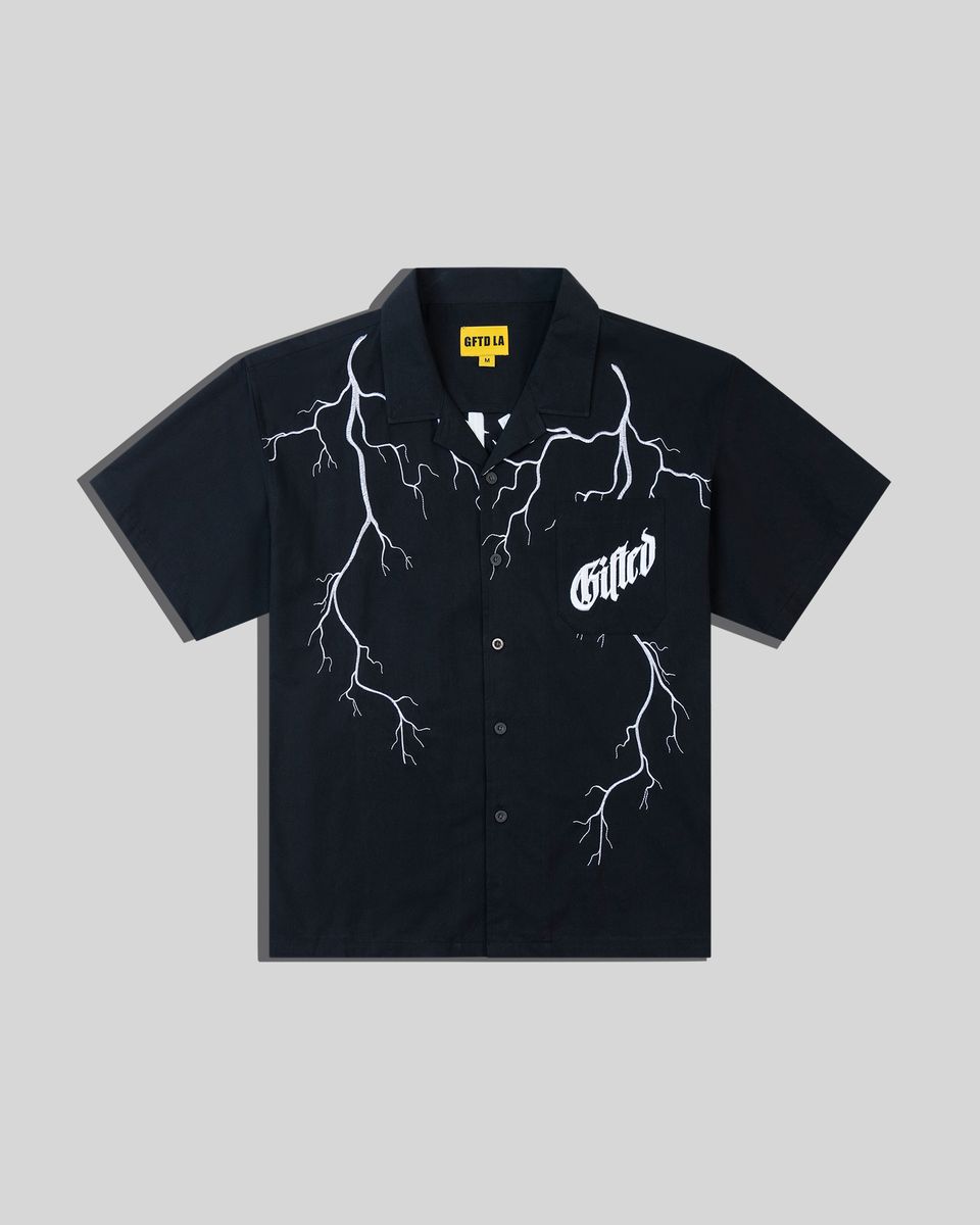 Gftd lightning button up tee in black
