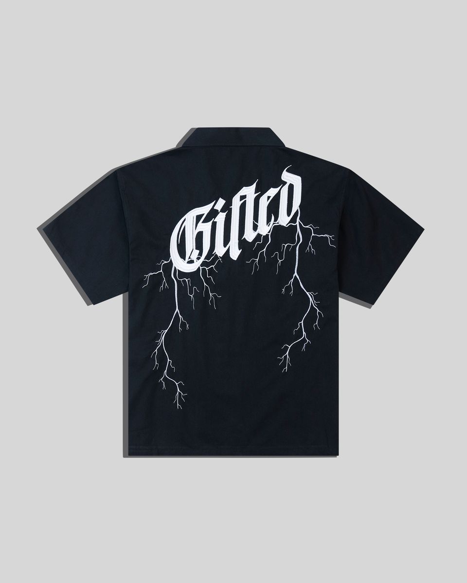 Gftd lightning button up tee in black