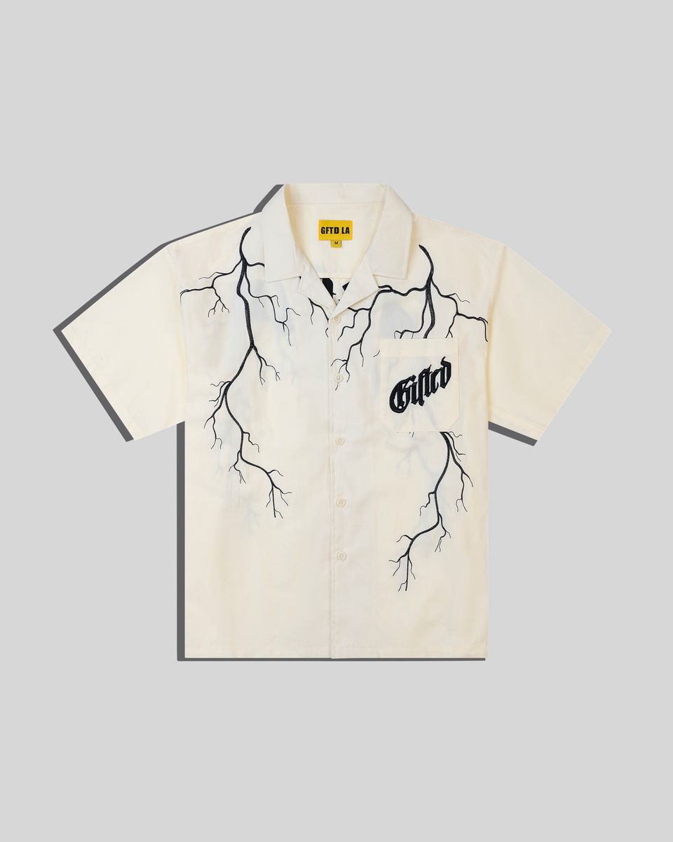 Gftd lightning button up tee in cream