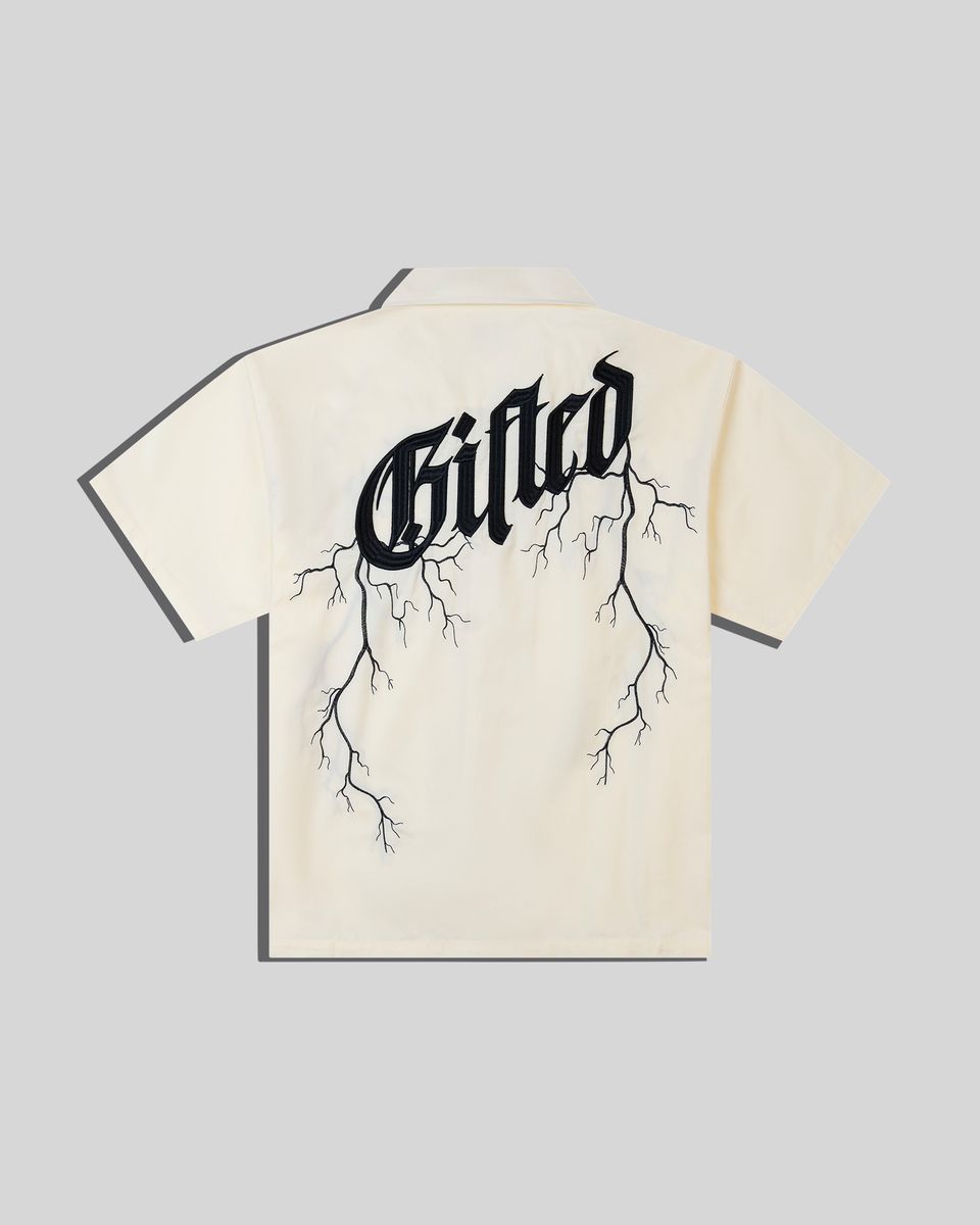 Gftd lightning button up tee in cream