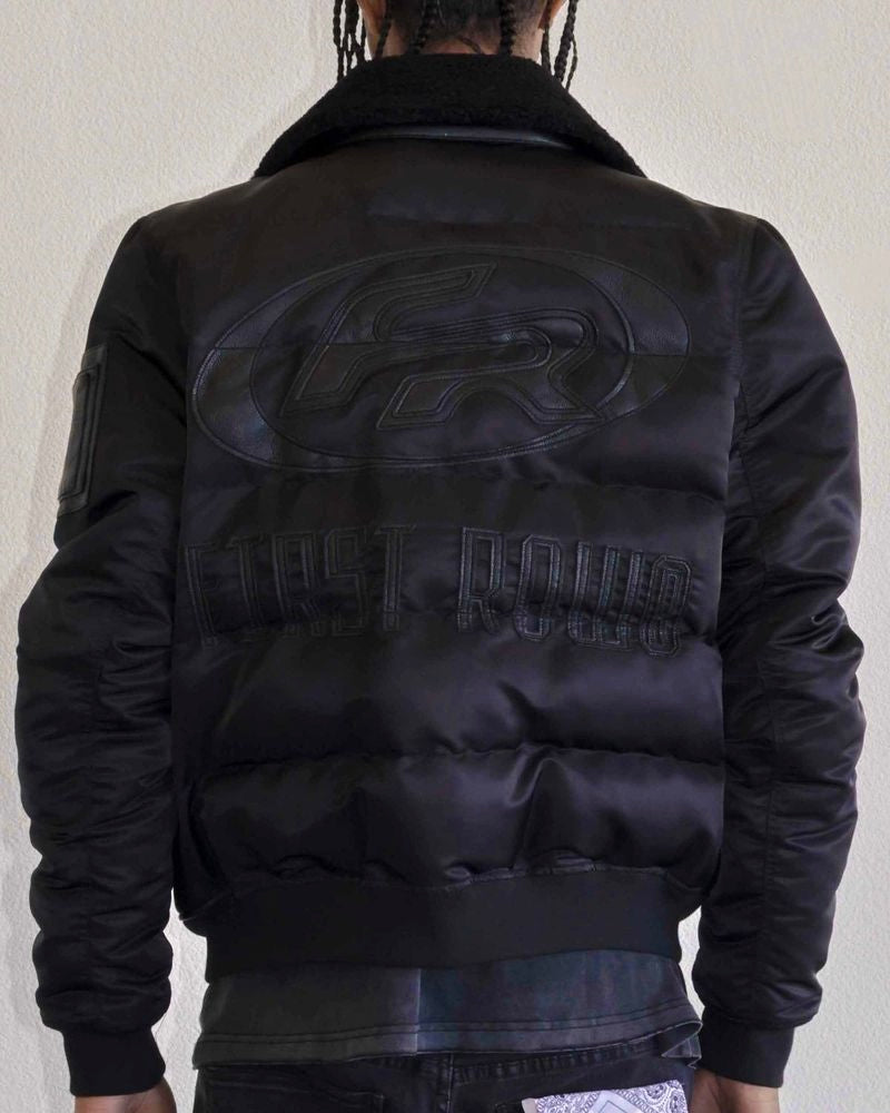 first row mustang bomber jacket in black