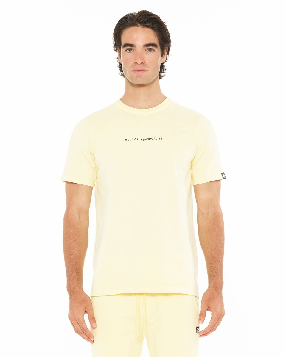 Cult of individuality shimucan logo tee in pastel yellow