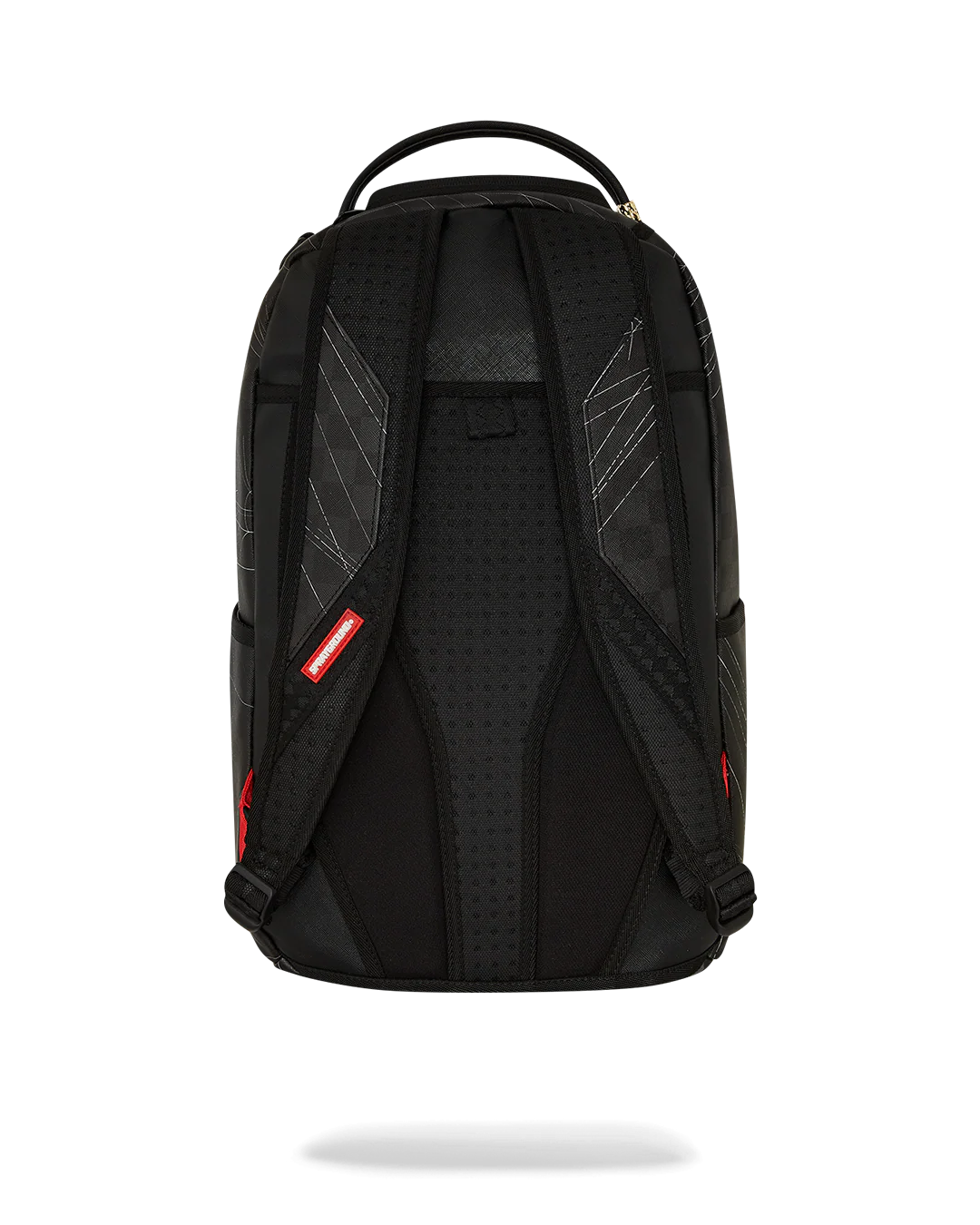 Black backpack with red accents on a white background by sprayground
