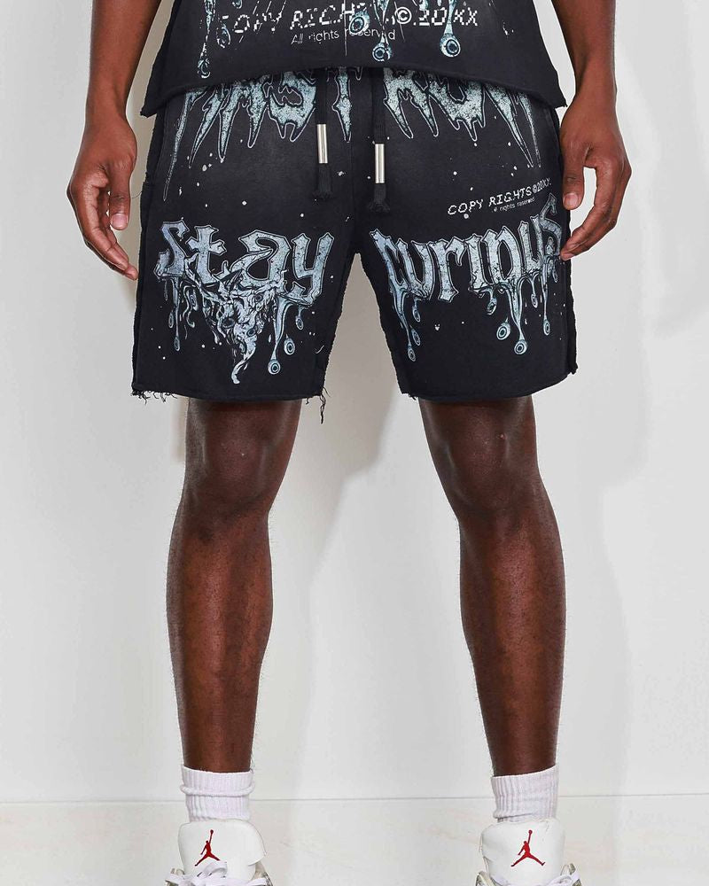 first row stay curious shorts in black