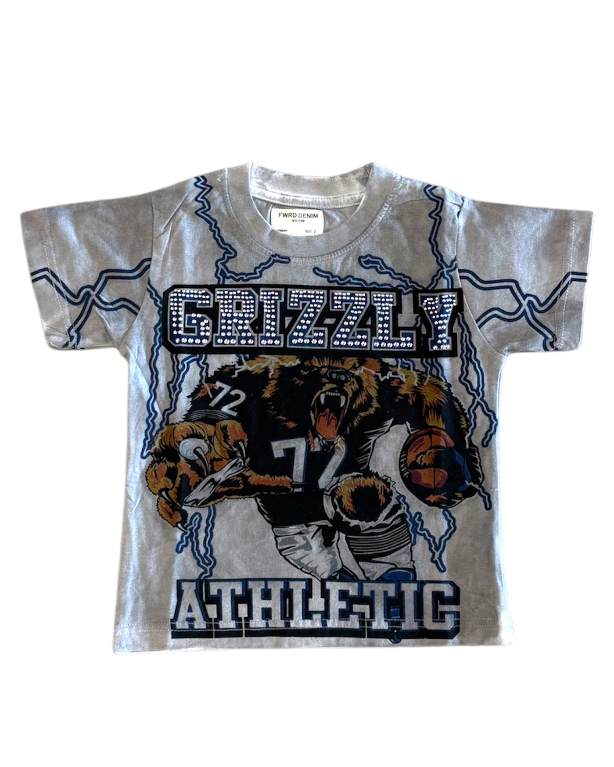 Gray t-shirt with 'Grizzly Athletic' design featuring a bear and number 72 on a white background.