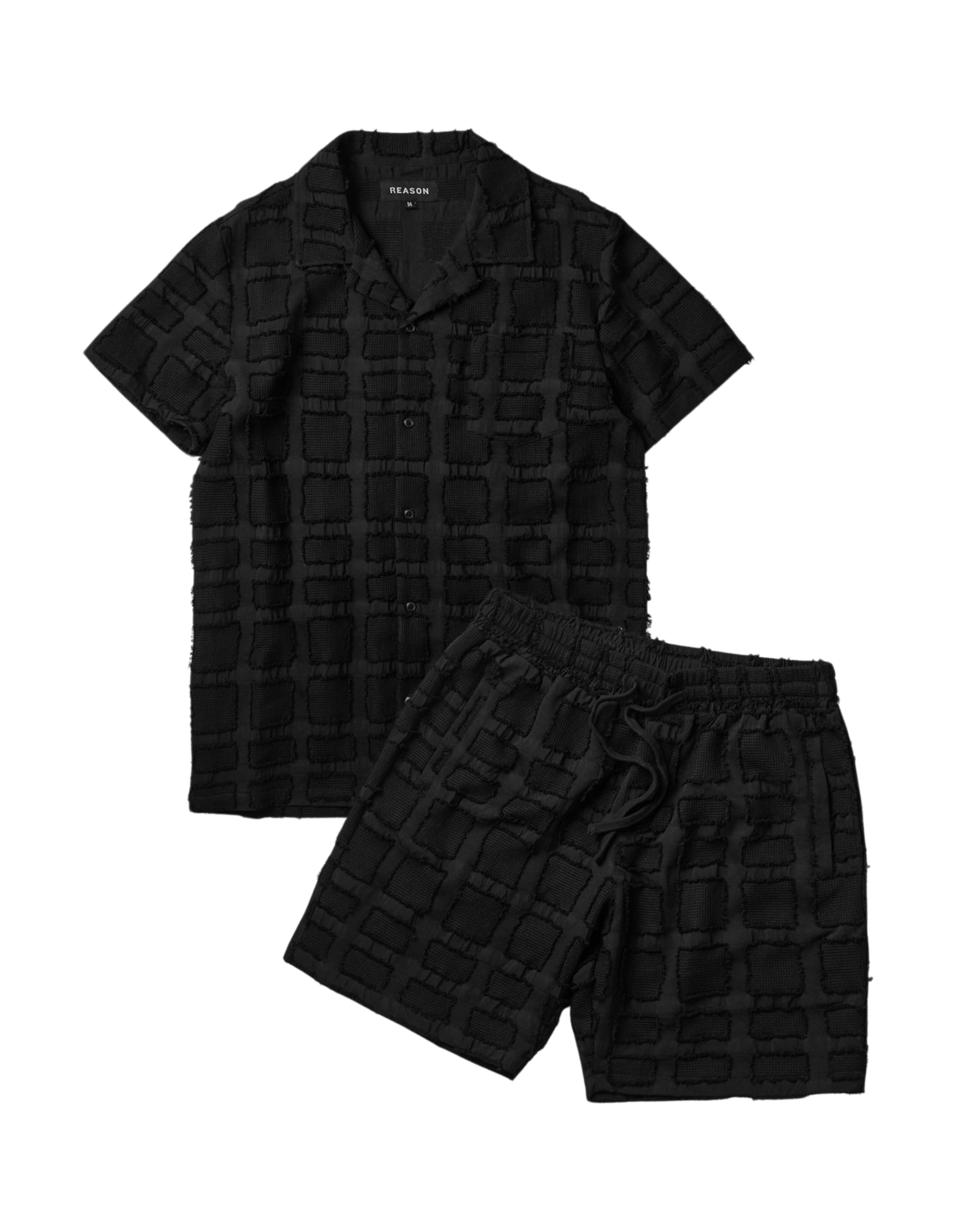 Reason textured short set in black