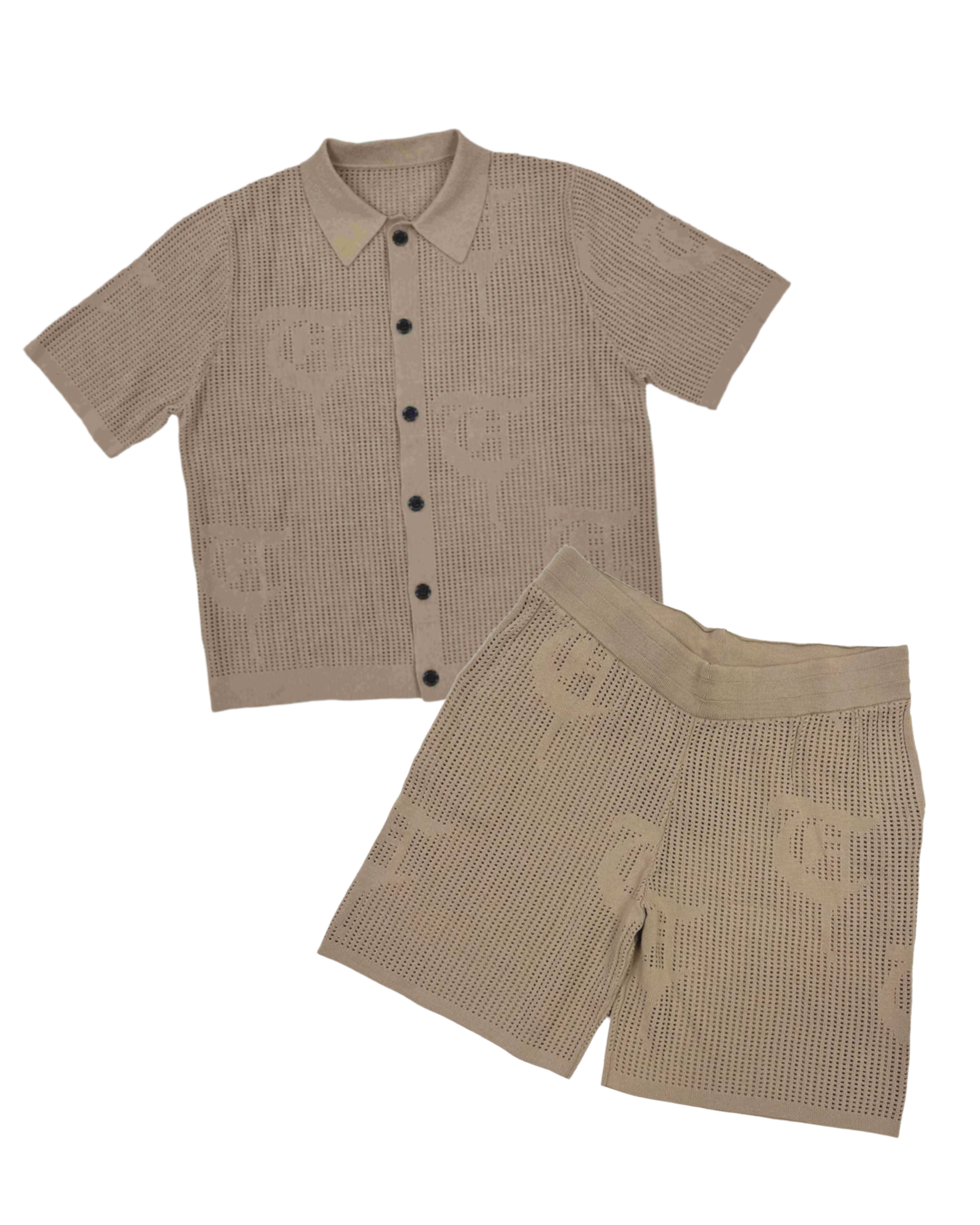 trnchs bahr knit short set khaki