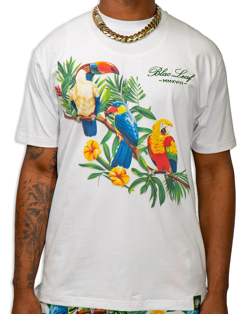 Blac leaf tropical vibes tee in white