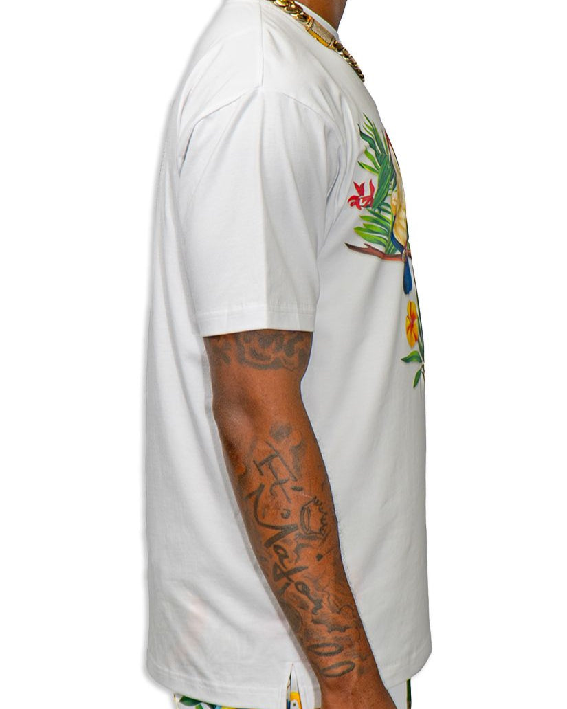 Blac leaf tropical vibes tee in white