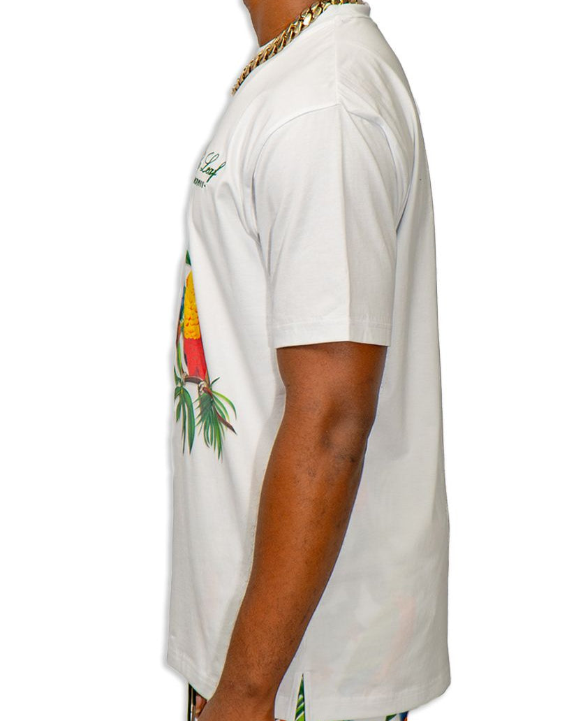 Blac leaf tropical vibes tee in white