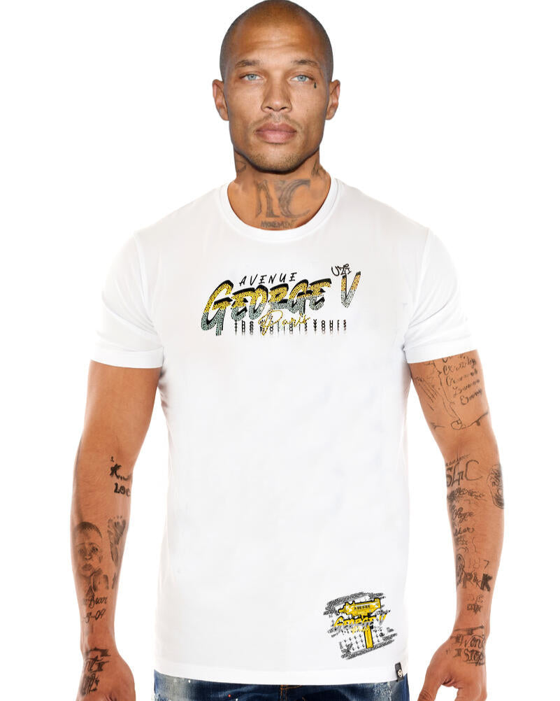 George V uzi tee in white color