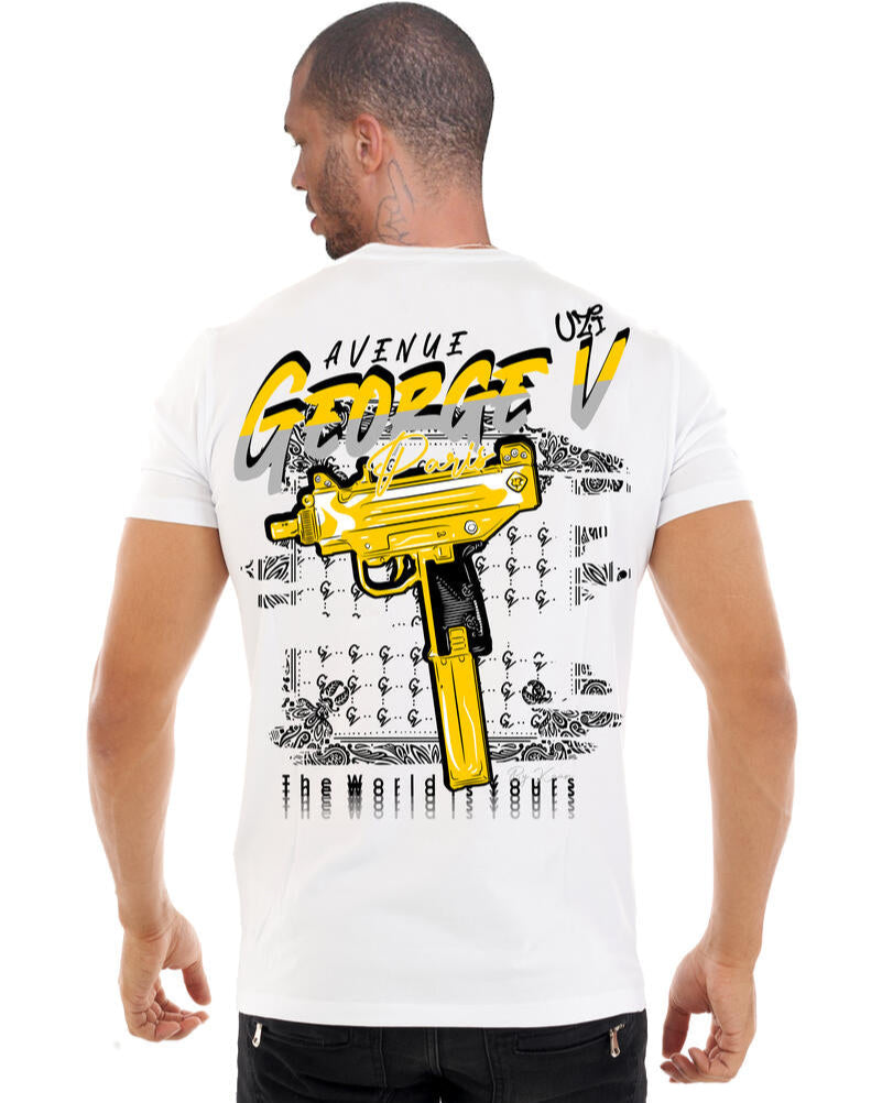 George V uzi tee in white color