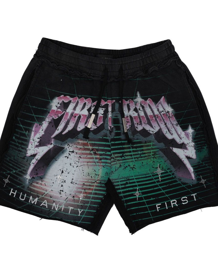 first row humanity first cotton shorts in black