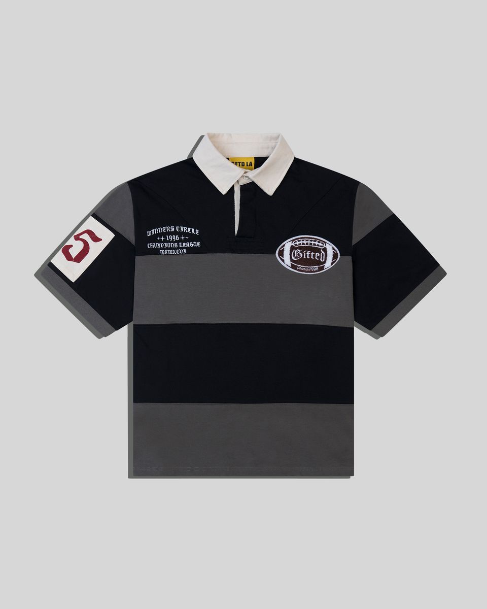 gftd la winners polo shirt in black & grey