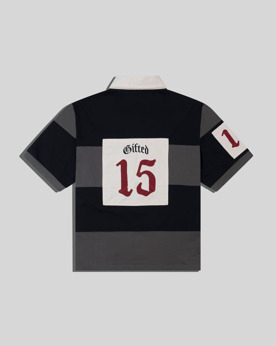 gftd la winners polo shirt in black & grey
