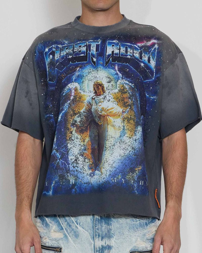 First Row Eternal Myths Wrath of Zeus Crop Tee in dark grey