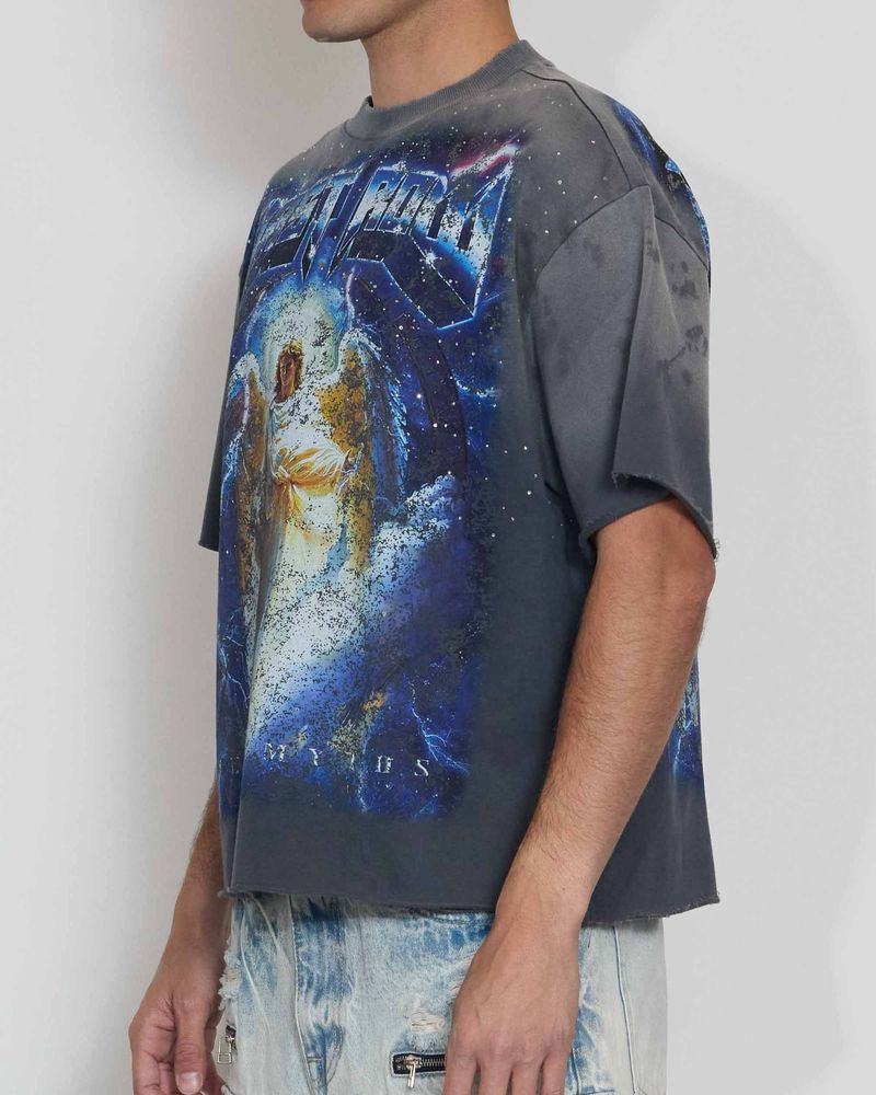 First Row Eternal Myths Wrath of Zeus Crop Tee in dark grey