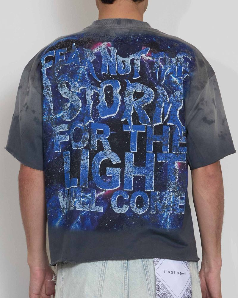 First Row Eternal Myths Wrath of Zeus Crop Tee in dark grey