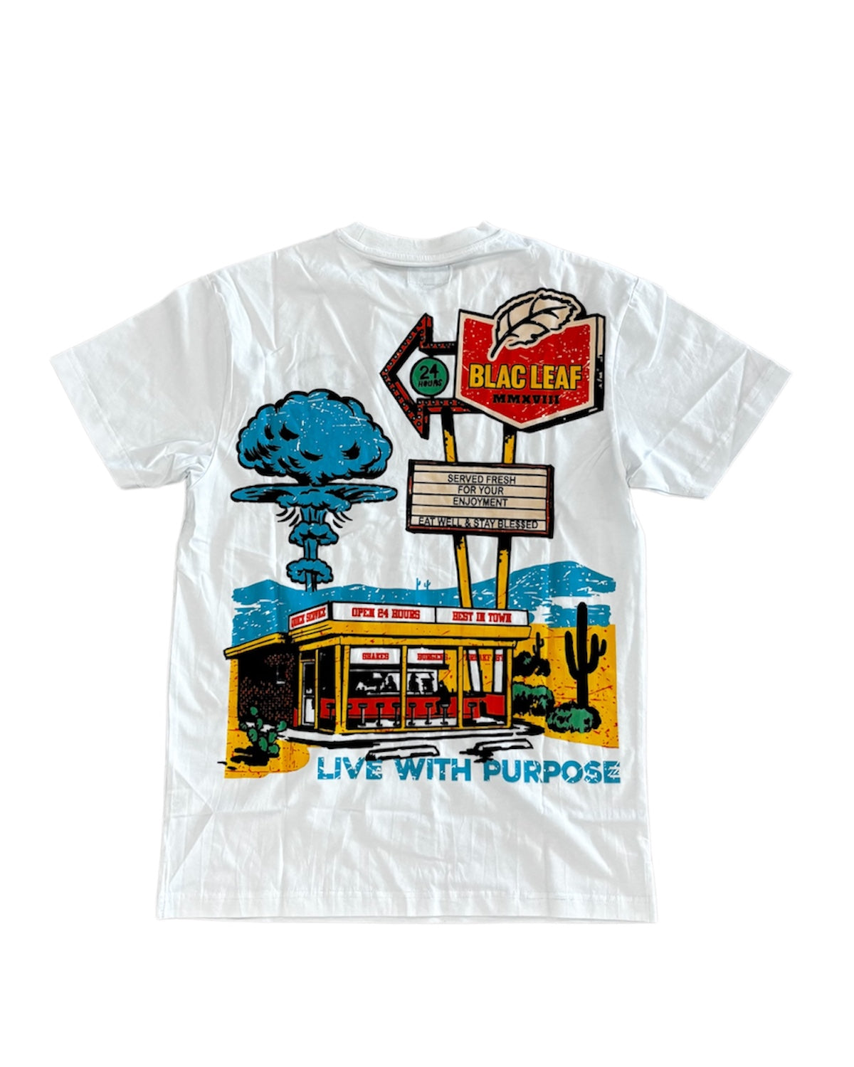 24 Hour Diner Shirt In white color 