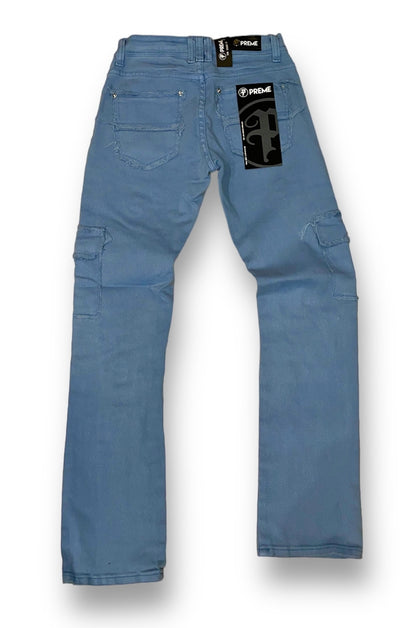 Distressed-Patched Cargo Denim Jeans