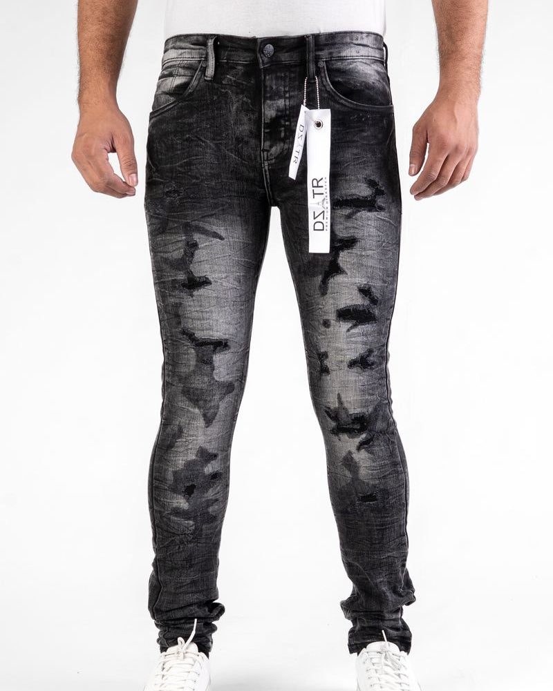 Acid Washed Distress Jeans 462