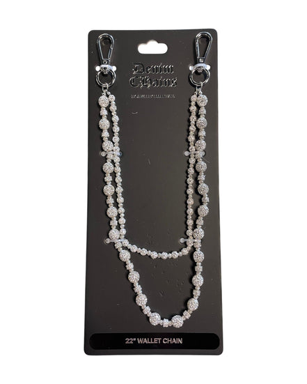 Silver wallet chain on a black card with 'Delight Collection' branding.