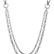 Silver chain with two clips on a white background