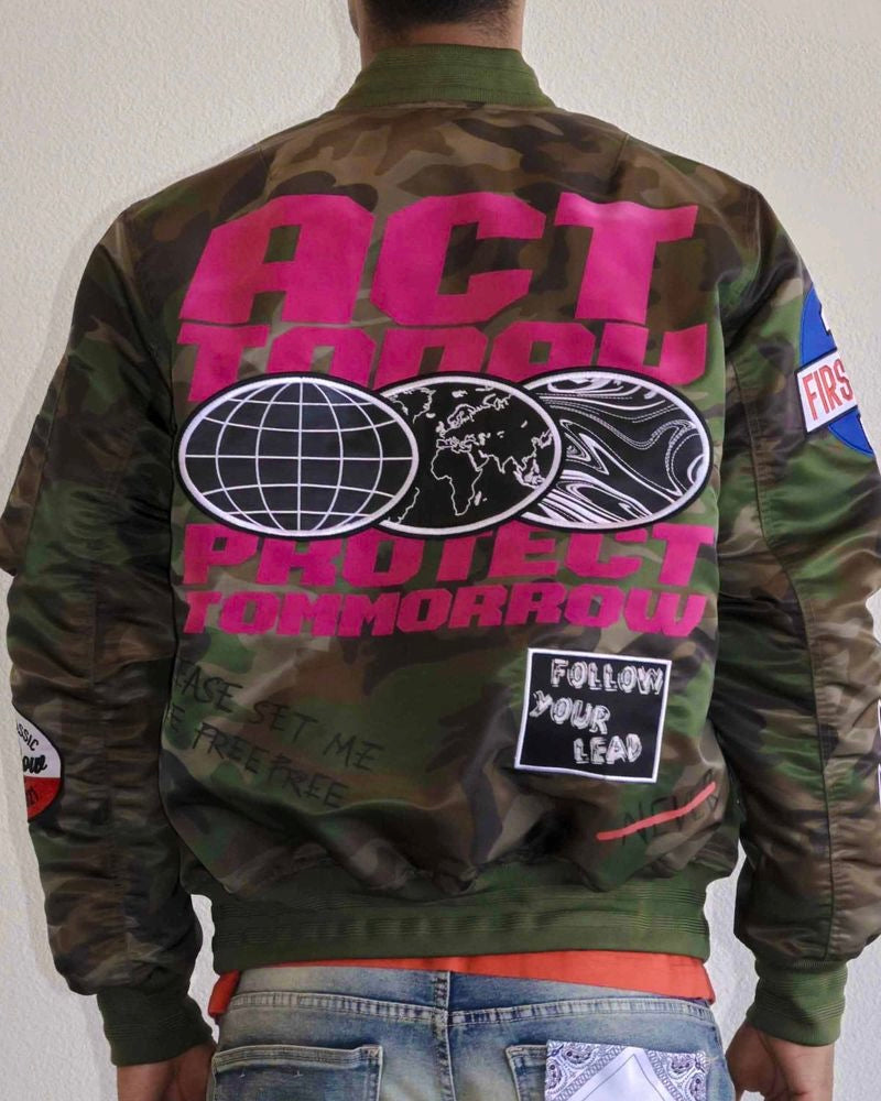 First row act today bomber jacket camo 