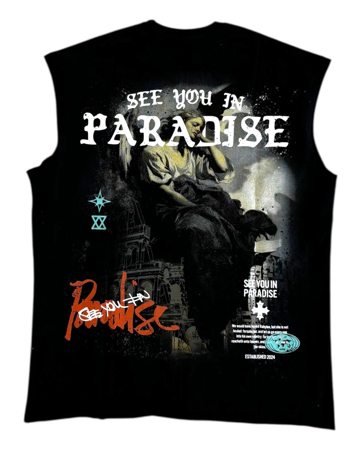 jordan Craig paradise angel muscle shirt in black 