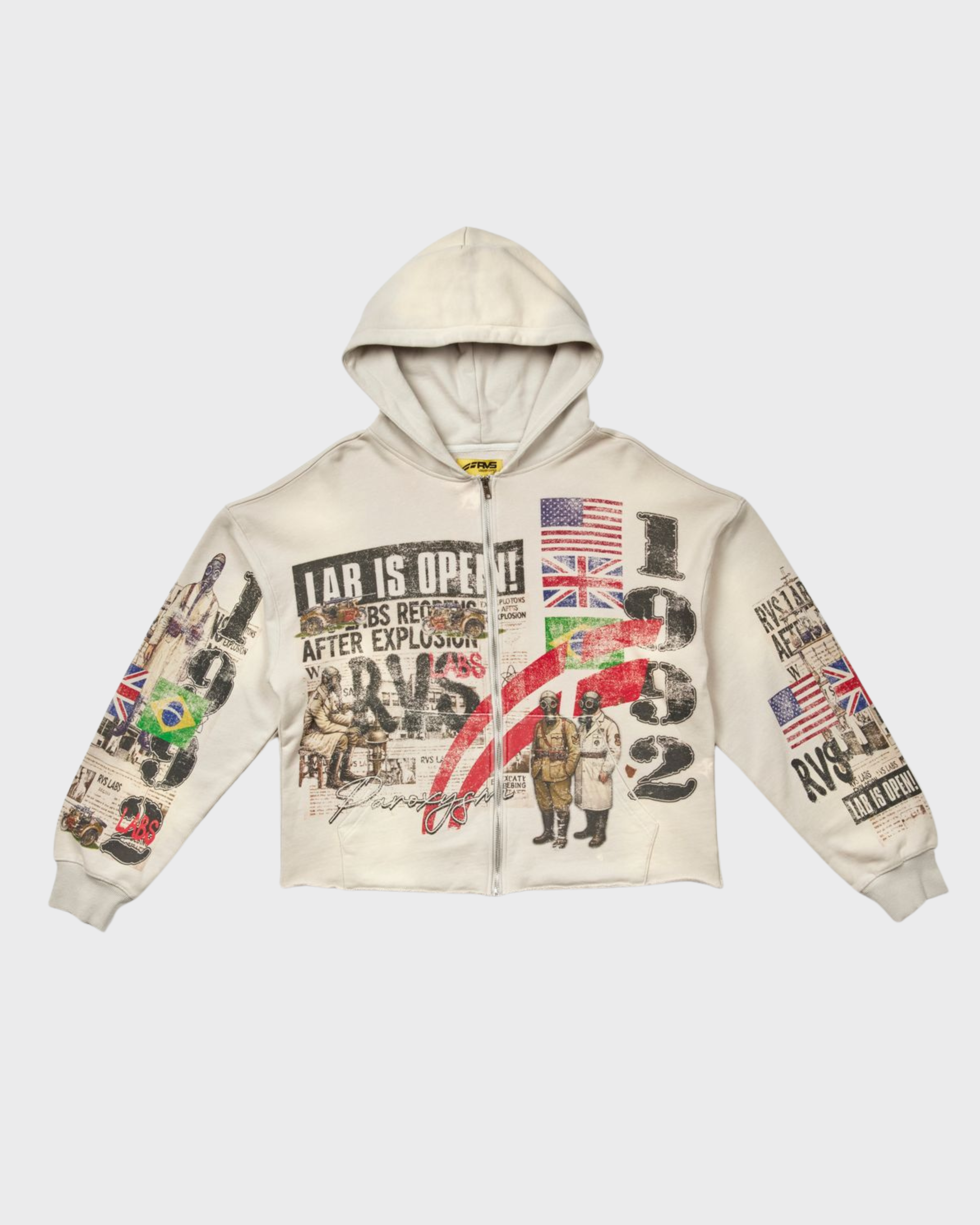 article zip hoodie in off-white by RVS labs