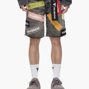 Banner Denim Shorts