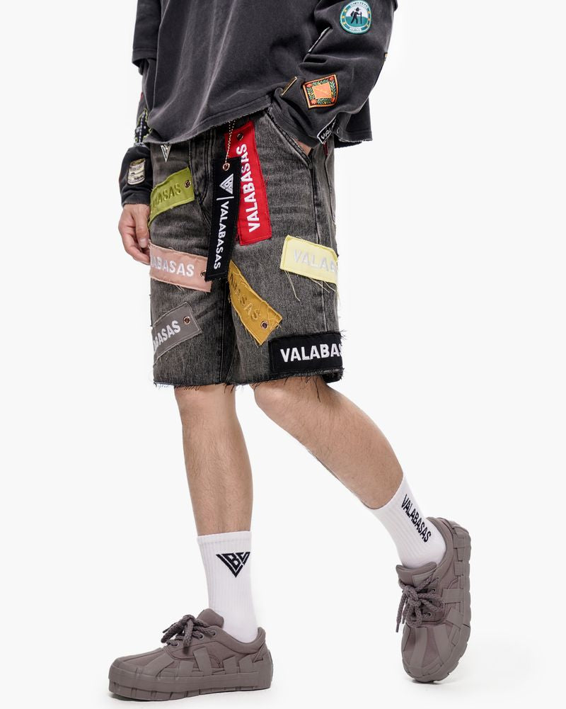 Banner Denim Shorts