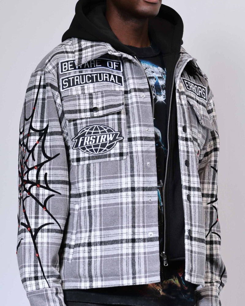 Beware of Structural Error Hooded Shacket