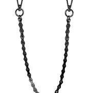 Black chain with carabiners on a white background